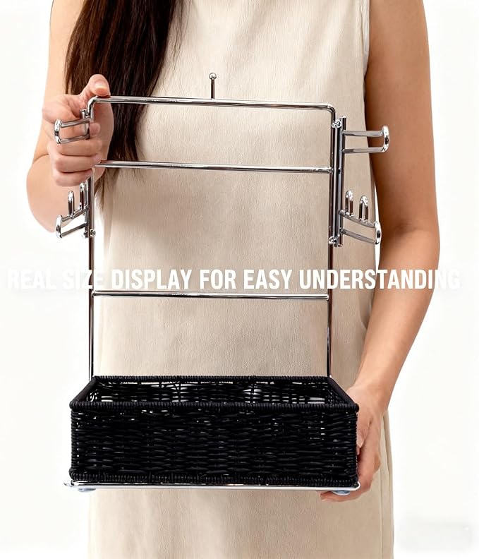 Store shopping plastic bag holder storage basket , chrome plated metal convenient holder for easy storage - suitable for 11 1/2 "W x 6" D x 21 "H bag - compact unit, 13" W x 11 "L x 17" H