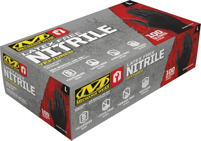 Mechanix Wear 5 Mil Blue Nitrile Disposable Gloves - Auto Repair Oil & Grease Proof Industrial Gloves - Chemical Resistant - Latex-Free & Powder-Free - Medium - 100 Pack