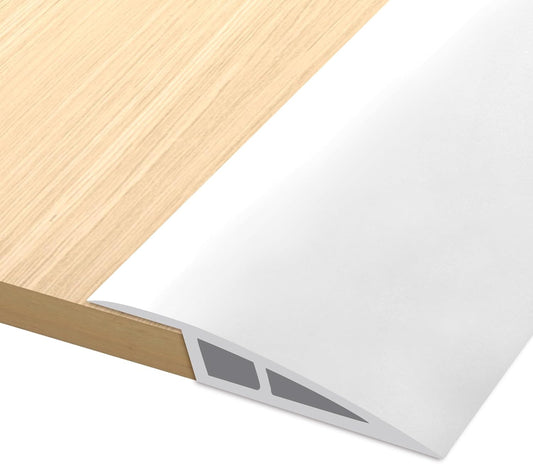 Vinyl Door Threshold Flooring Transition Strip Self Adhesive Carpet Edging Strip for Laminate Doorway Edge Threshold from 3/5" to 4/5" (White, 6.6 Ft)