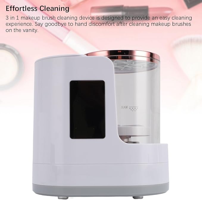 3 in 1 Electric Makeup Brush Cleaner, Automatic Makeup Brush Washer with High Speed Rotating Water Flow and Drying Stand, for Home Cosmetic Brush Cleaning