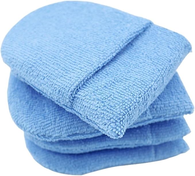 2/4/6Pcs Soft Microfiber Car Wax Applicator Mitts Polishing Sponge Wax Foam Car Wax Applicator Pad Car Detailing Cleaning Tools(4Pcs Blue)