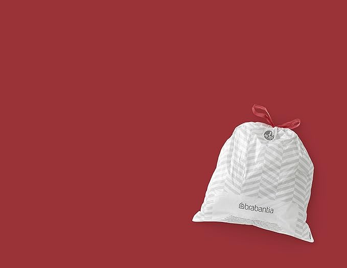 Brabantia PerfectFit Trash Bags (Size J/5.3-6.6 Gal) Thick Plastic Trash Can Liners with Drawstring Handles (120 Bags)