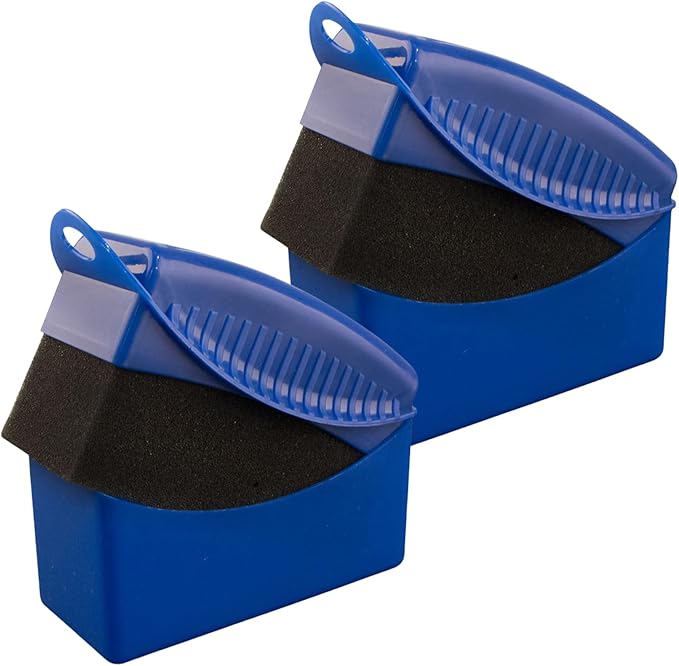 Car Tire Applicator Sponge Set of 2 Supplies Wheel Waxing Pad with Handle Fit for Easy Detailing Ergonomic Designs Reusable Tire Sponge (Blue)