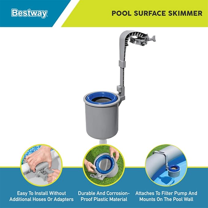 Bestway 2 Pack FlowClear Pool Surface Skimmer, Wall Mounted Above Ground Automatic Water Cleaner with 530 Gallon and Above Filter Pumps