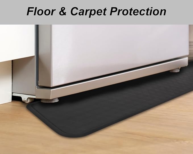 Refrigerator Mat, Washing Machine Spill Liner, Drip Tray and Leak Catcher Mat, Fridge Mat Prevent Water Leakage and Floor Damage from Elecrical Equipment Heavy Duty 37.5'' x 8.5'' Black
