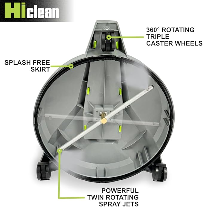 Hiclean 12" Electric Pressure Washer Surface Cleaner with Wheels 3200 PSI Max, Surface Cleaner for Power Washer Attachment for Concrete, Patio, Sidewalk, and Driveways