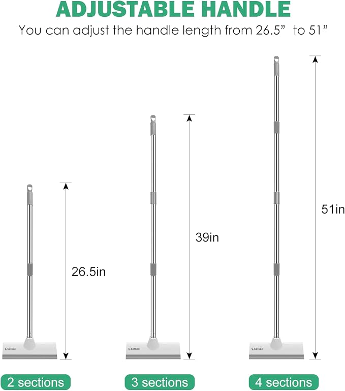 SetSail Floor Scrub Brush with 51-Inch Long Adjustable Handle 2 in 1 Scrape Brush Stiff Bristle Floor Scrubber for Cleaning Shower Bathroom Garage Kitchen Wall Deck Tub Tile
