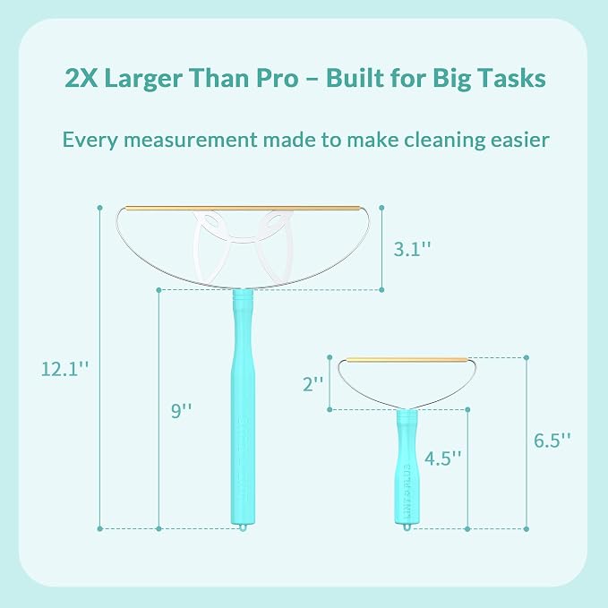 LINTPLUS Pet Hair Remover Kit (Max + Pro 2-Pack) – Oversized Carpet Rake for Large Areas & Compact Scraper for Furniture, Cars & Stairs, Heavy-Duty Copper Blade Set for Dog & Cat Hair