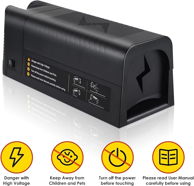 2 Pack Upgraded Electric Mouse Trap Zapper, Effective Electric Rat Trap for Indoor Use, Powerful Voltage Instantly Kills Mice Rats, No Touch and Reusable Rodent Control for Apartment Garage
