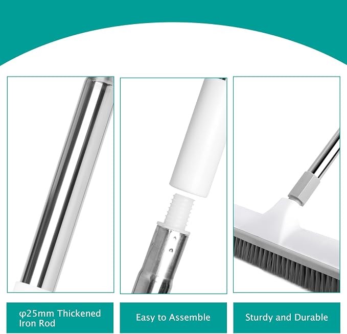 Multifunction Silicone Broom+Floor Brush, 2-in-1 Scraping Brush,with 59.8" Long-Handled Adjustable Floor Brush, Suitable for Cleaning Kitchen, Bedroom, Shower Room, Floor