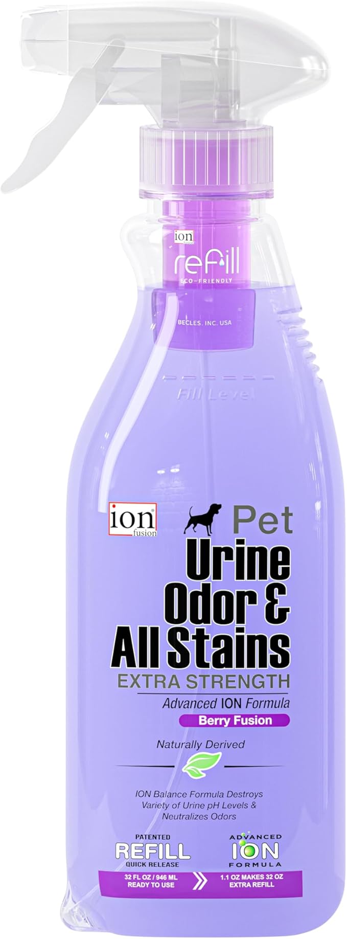 Superior Next-Gen Advanced ION Formula. 2-for-1 Bottle (Free Refill). Pet Urine, Odor & All Stains. Extra Strength, Unmatched Stain & Odor Remover. Patented | Non-Toxic | Eco-Friendly | Made in USA