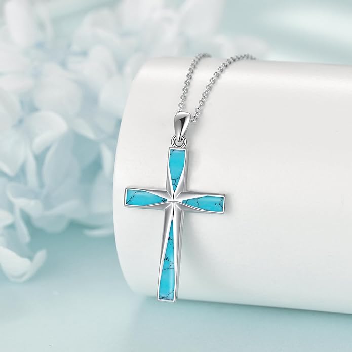 ONEFINITY Religious Cross Pendant Necklace Sterling Silver Origami Cross Pendant Gifts for Women Men Jewelry