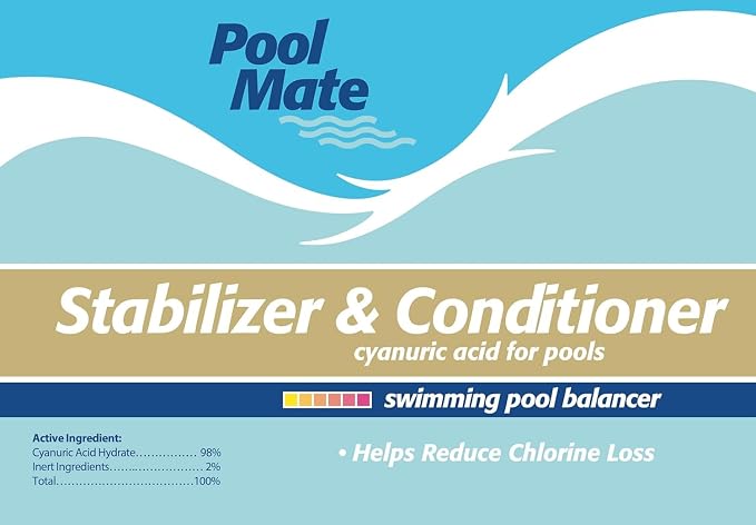 Pool Mate 48-Pounds Premium Pool Stabilizer and Conditioner, Concentrated Cyanuric Acid for Pools, Helps Chlorine Last Longer
