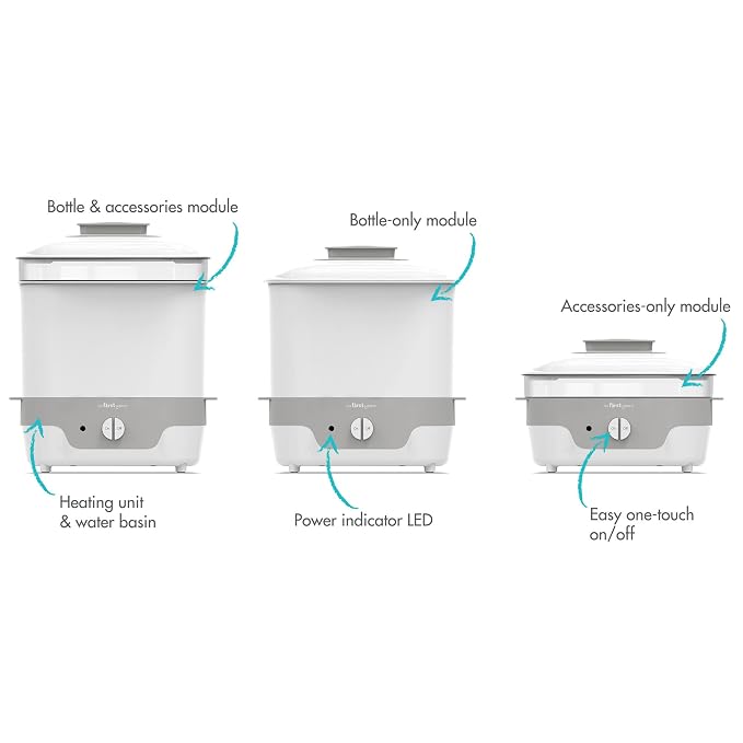 The First Years Modular Baby Bottle Sterilizer - Countertop Bottle Sterilizer - Sanitizes Baby Bottles, Baby Pacifiers, Breast Pump Parts - Baby Bottle Feeding Supplies