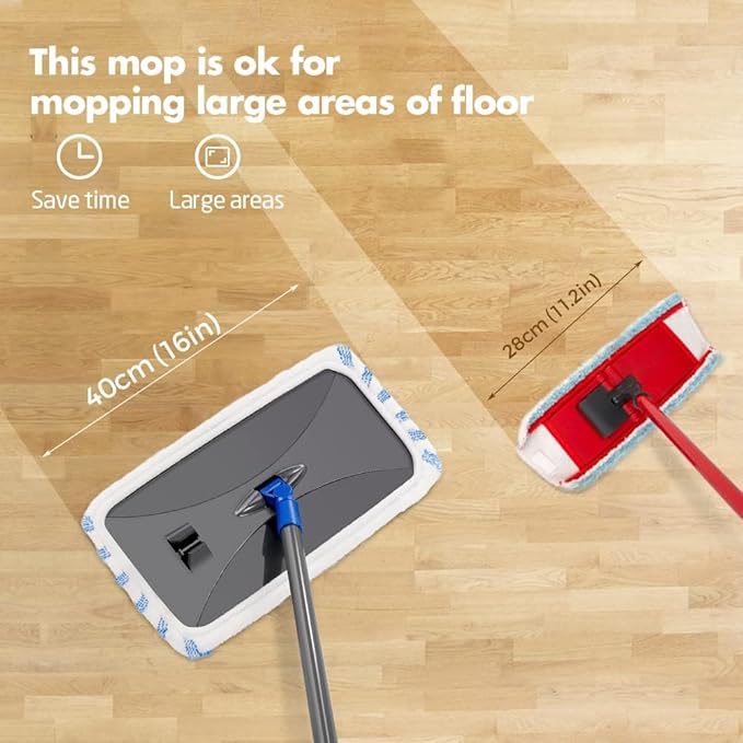 Masthome PVA Sponge Mop with 3 Absorbent Mop Refills & Extra Large Microfiber Mop for Floor Cleaning with 5 Pad for Hardwood Laminate Tile Ceramic, 1 Cleaning Scraper Included