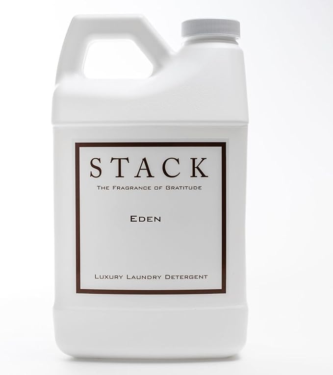 STACK Eden Luxury Laundry Detergent - Premium Scented Laundry Detergent for HE & Standard Washers - Infused with Passion Fruit & Mint - Paraben & Dye Free - Gentle & Effective Cleaning - 64 oz