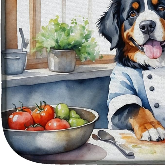 Caroline's Treasures DAC6206DDM Bernese Mountain Dog The Chef Dish Drying Mat Absorbent Dish Drying Mat Pad for Kitchen Counter Dish Drainer Mat for Countertop, 14 x 21", Multicolor
