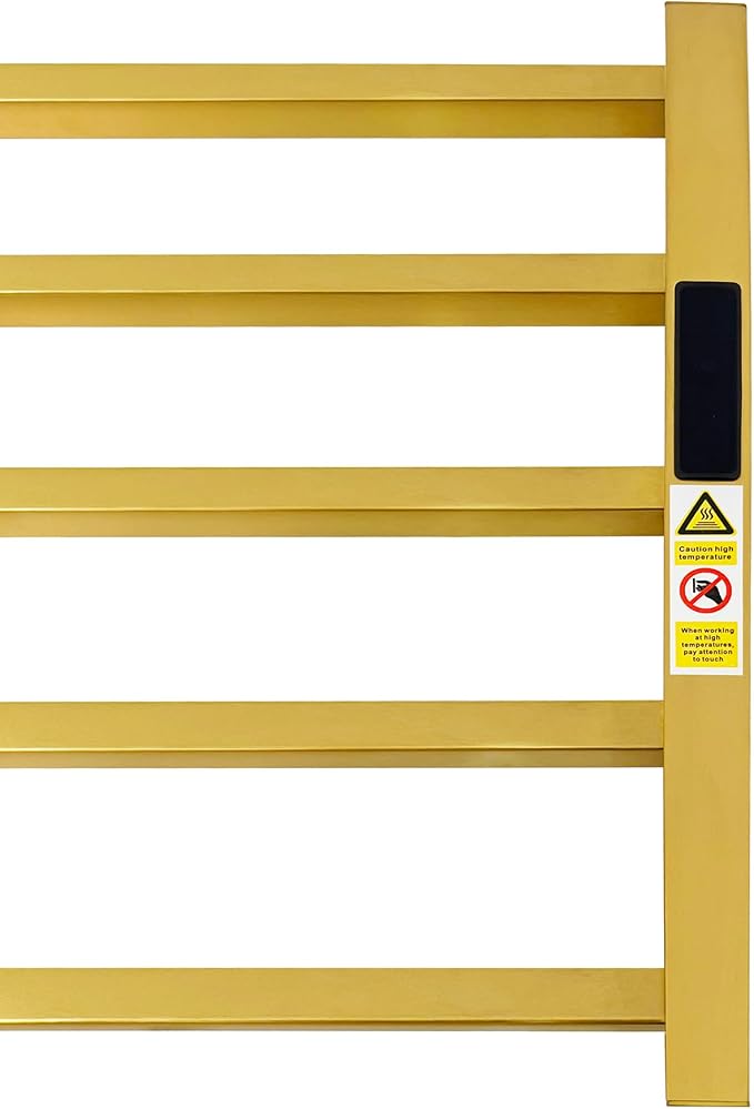 Luxury Heated Towel Rack for Bathroom, Wall Mounted Electric Towel Warmer Racks with Timer & Temperature Multi-Level Adjustable, 5 Bar Stainless Steel Towel Heater for Bathroom (Brushed Gold)