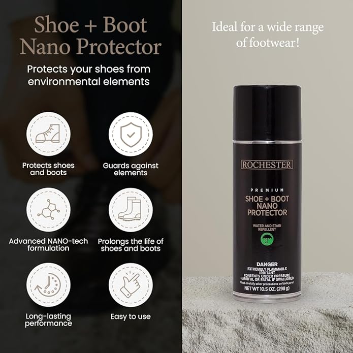Rochester Shoe + Boot Nano Protector, NANO Technology-Formulated Shoe Protector Spray for a Wide Range of Boots and Shoes, Shoe Accessories, 10.5 oz.