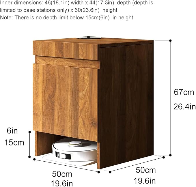 Robot Vacuum Stand Cabinet,Storage Cabinet with Doors for Robot Vacuum Cleaner,End Side Table for Home Office,Wood Freestanding Rack for Living Room Home Office Kitchen(Black)