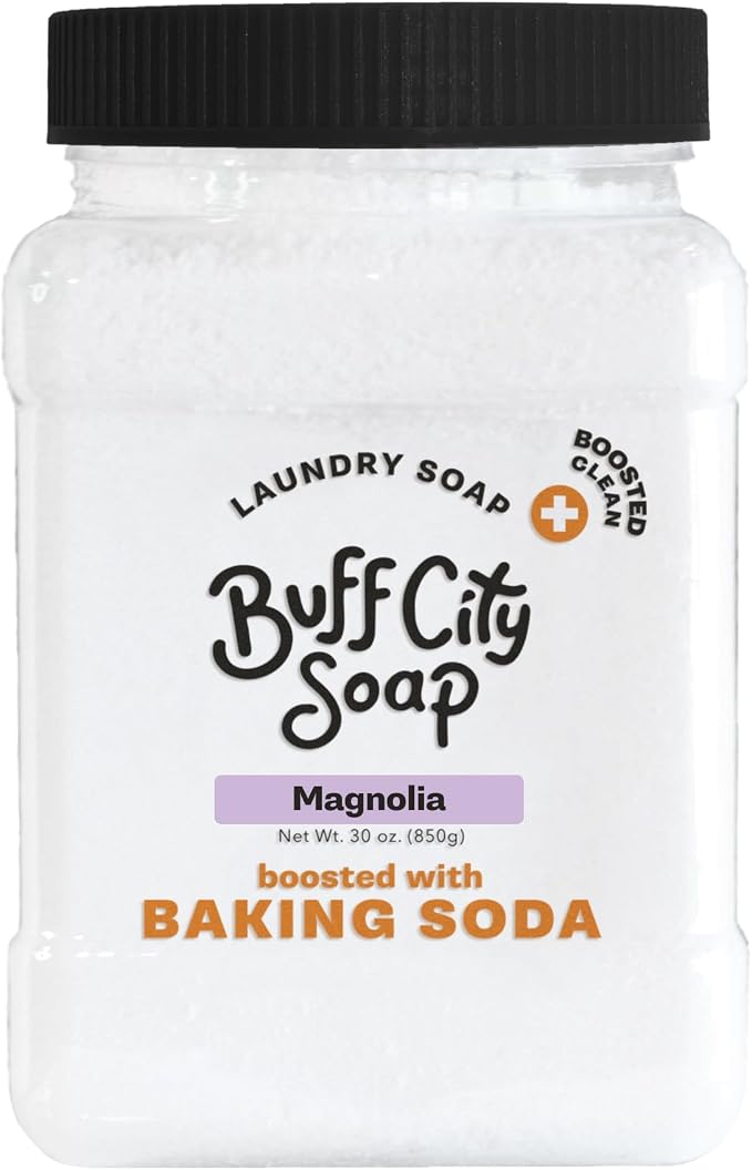 Buff City Soap - Powder Laundry Soap Plus - Made With Simple, Plant-Based Ingredients & Boosted With Baking Soda - Magnolia, Apple, Blackberry, & Lemon Scented Laundry Detergent Powder - Magnolia