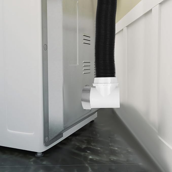 Dryer Vent Hose for Tight Space, 4-Inch Indoor Dryer Vent Kit with Double 90° Elbow, 8.2FT Aluminum Exhaust Hose, Close to Wall Dryer Vent Connector, Black