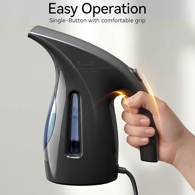 HiLIFE Steamer for Clothes, Portable Handheld Design, 240ml Big Capacity, 700W, Strong Penetrating Steam, Removes Wrinkle, for Home, Office(ONLY FOR 120V) (Ink Black)