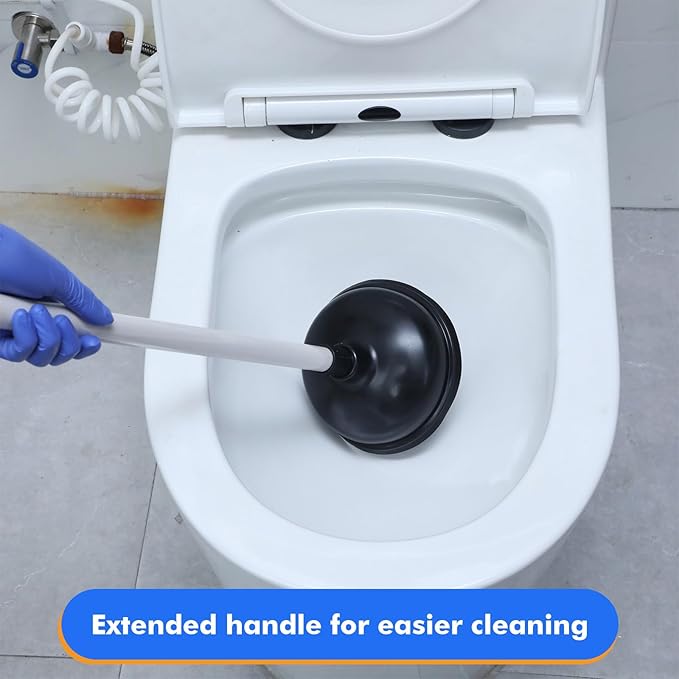 Reallnaive 100 Pack Toilet Plungers Bulk with 19.7 Inch Long Handle Force Suction Cup Rubber Plunger for Bathroom to Fix Clogged Toilets Drains (Black)