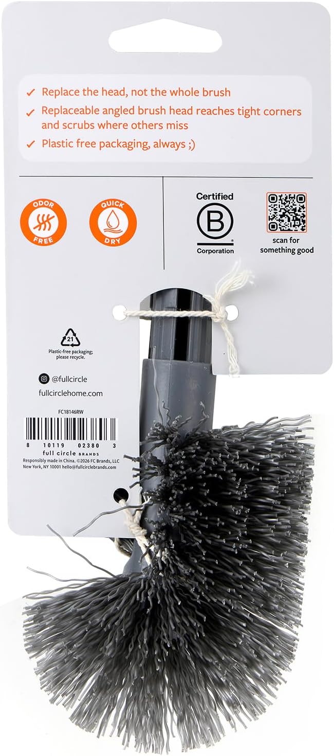 Full Circle Quick Drying Toilet Brush Refill – Replaceable Head for Deep Bowl Cleaning, Fits Quick Drying Toilet Brush, Plastic-Free Packaging