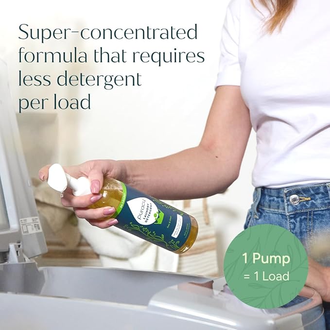 Puracy Laundry Detergent - Enzyme-Powered Liquid Laundry Detergent Concentrate, Natural Laundry Detergent Seen on TikTok, Non-Toxic (Free & Clear, 16 fl oz, 64 Loads)