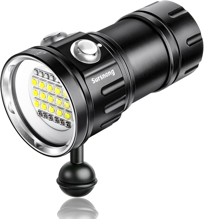 Noctilume N15 6000 Lumens Dive Light - Professional Underwater Video Light with 90 CRI, 6500K White Light, for Scuba Diving/Underwater Photography/Videography (IP68 Waterproof, 80m Depth)