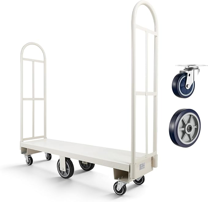 VEVOR 2000LBS Heavy-Duty U-Boat Cart, Platform Truck Dolly with 6 Wheels & Dual Detachable Handles, Heavy Duty Steel Utility Cart for Warehouse/Manufacturing Plant/Logistics Center/Job Site
