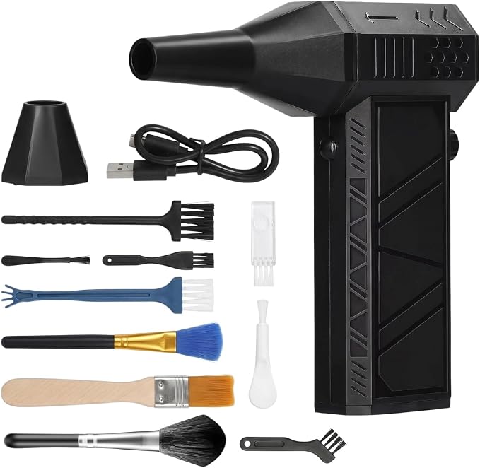 Air Caddy Golf Blower, Compressed Air Duster, Portable Electric Air Duster | 130000RPM Super Power Air Duster, 10 different cleaning brushes, Suitable for Keyboard Car Home Outdoor Cleaning
