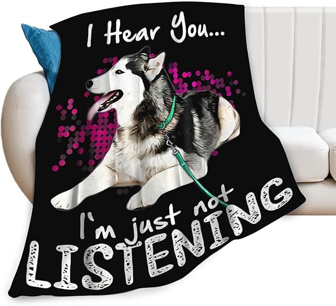 Tijuboni Husky Throw Blanket Dog Gifts for Girls Boys Women Men Kids Adults Soft Flannel Fleece Blanket for Couch Sofa Bed Home Decor 60"x80"