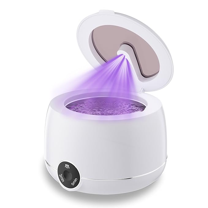 Ultrasonic Retainer Cleaner, Retainer Cleaner Machine for Dentures & Invisalign, 45kHz UV Dental Cleaner Removes Stains & Buildup, 3 Modes, 200ml for Aligners, Mouth Guards