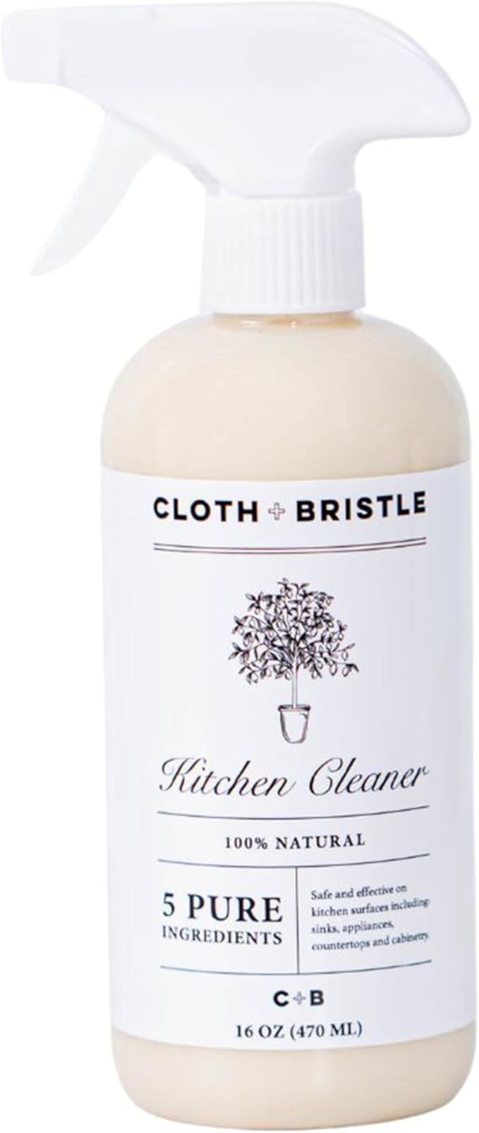 CLOTH & BRISTLE Lemon Fresh Citrus Kitchen Cleaner, All-Purpose Degreaser, Disinfectant Spray, Grease-Cutting Surface Cleaner with Lemon Scent