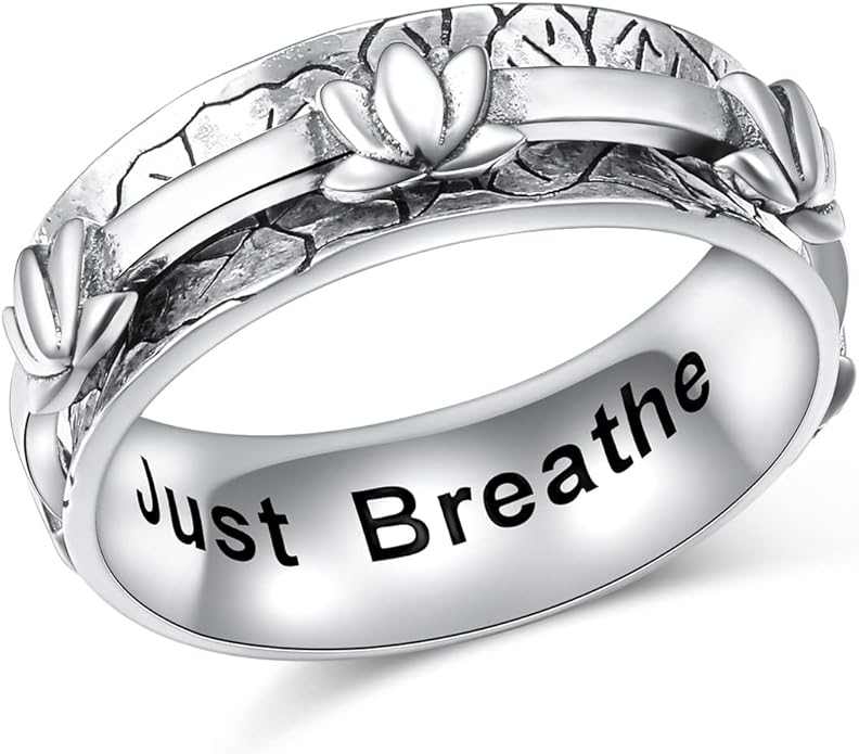 Ladytree Spinner Fidget Anxiety Ring,925 Sterling Silver Stress Relief Worry Ring,Platinum Plated ADHD Autism Jewelry,Birthday Mom Gift for Women