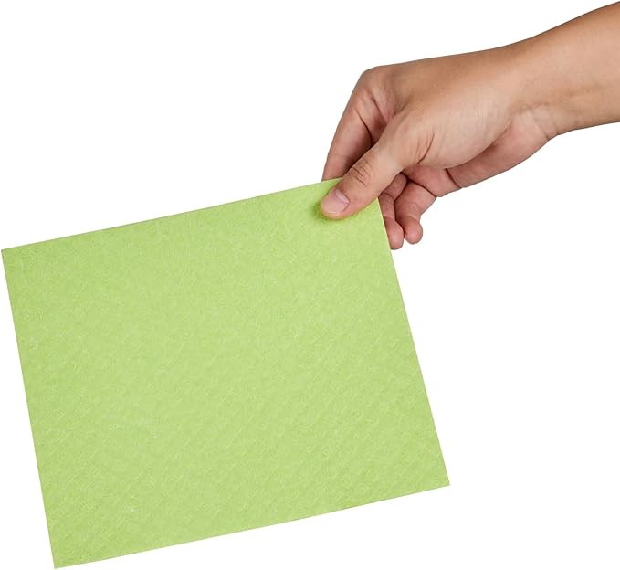 Restaurantware Swedish Dishcloths Pack of 200 Cellulose Reusable Absorbent Green Kitchen Towels, Washable Quick-Dry Dish Towels, Sustainable Cleaning Cloths Super-Absorbent Biodegradable Odorless