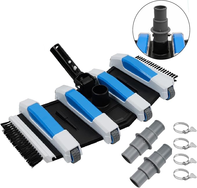 TidyMister Enhanced Pool Vacuum Head with Direction-Control Swivel Handle Kit Included 2X 1-1/4" or 1-1/2" Pool Hose Adapter Connector Coupling