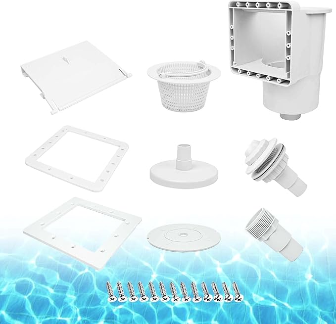 Above Ground Pool Skimmer, ABS Standard Thru-Wall Skimmer with Accessory Kit, Swimming Pool Skimmer, Opening Width 6 Inches Fits for All Standard Pool Wall, Replace #SP1091LX, 8940,45-400