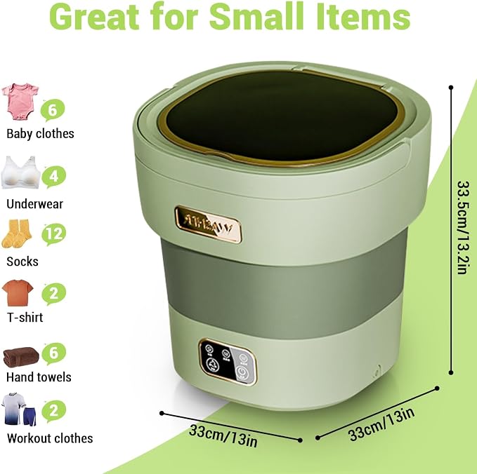 Portable Washing Machine, Mini Washer 12L Upgraded Large Capacity Foldable Washer Deep Cleaning of Underwear Baby Clothes and Other Small Clothes for Apartments Dormitories Hotels