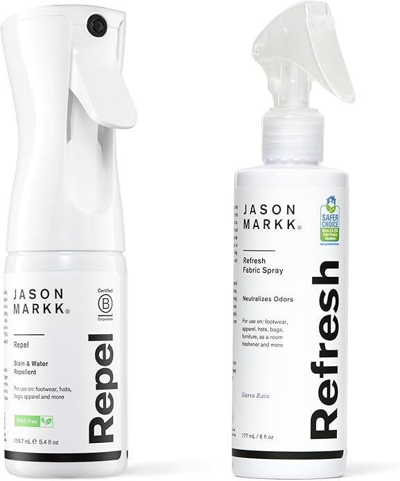 Jason Markk Repel Spray & Refresh Bundle, Non-Aerosol Water & Stain Repellent Spray w/Shoe Deodorizer, Safe for Leather, Suede, Nubuck, Canvas, Cotton, Nylon, Knit, Woven, Mesh