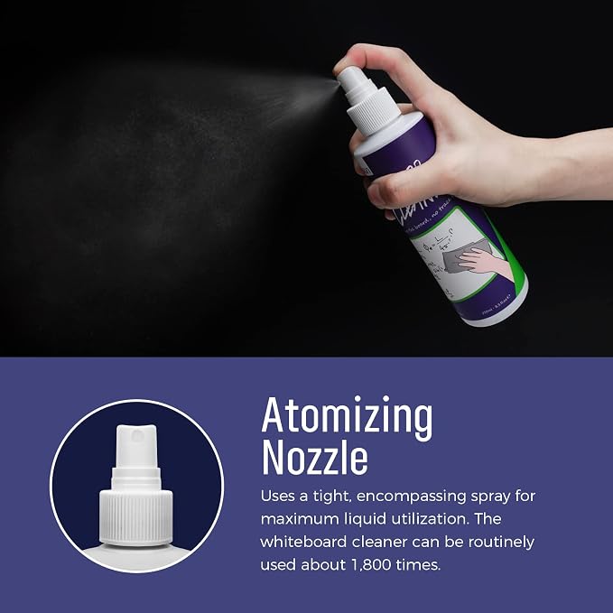 loukin | Non-toxic Whiteboard Cleaner Kit (8.5 fl oz) 2 Pack & Magnetic Dry Erase Eraser (Gray) 2 Packs & Non-toxic Whiteboard Cleaner (3.4 fl oz) 2 Pack