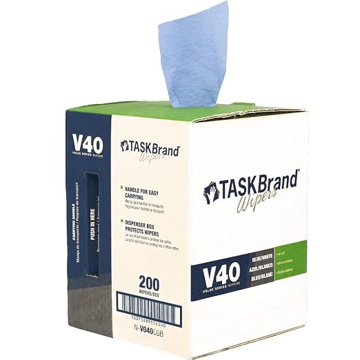 TaskBrand N-V040CGB Blue V40 Value Series Center Pull Wiper Sheets & Tub O Towels TW90 Heavy-Duty 10" x 12" Size Multi-Surface Cleaning Wipes, 90 Count Per Canister