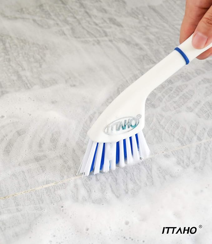 Grout Scrub Brush with Long Handle, Dual Sided Window Cleaner