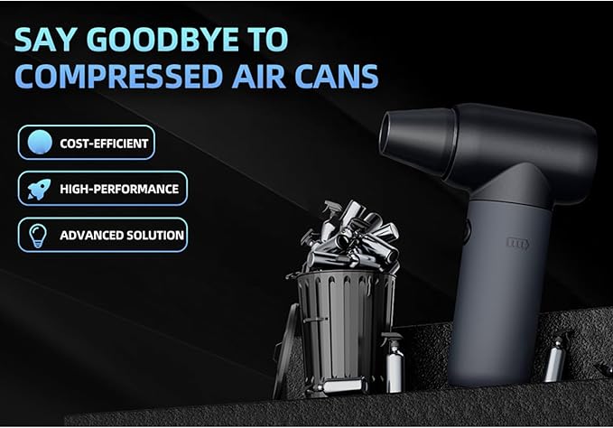 Compressed Air Duster, 180000RPM Dryer Blower Fan Camping Portable Electric Air Duster Dust Cleaner Cordless Dust Blower for Keyboard Computer Car Outdoor Air Bed