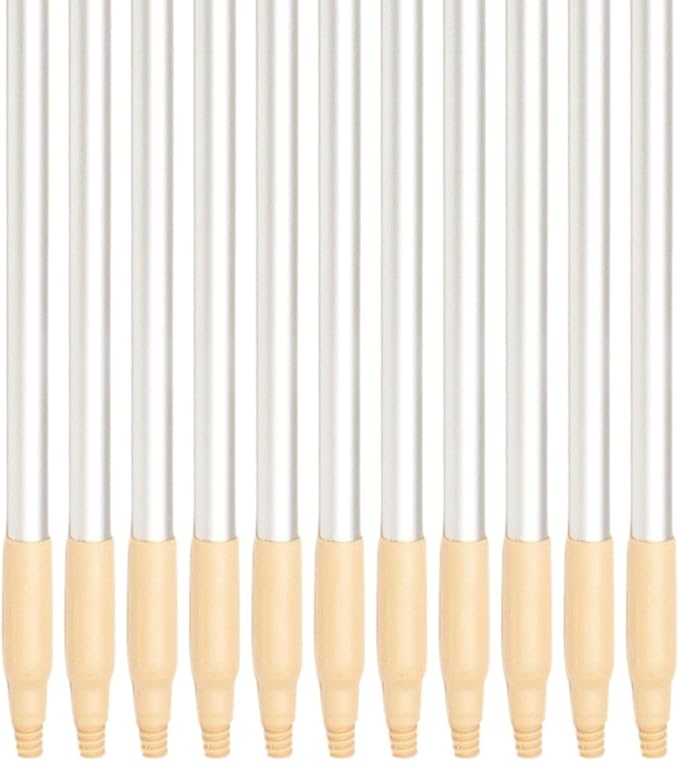 SPARTA Adjustable Aluminum Broomstick, 48” Mop and Broom Handle Replacement with Color-Coded System for Environments with Harsh Cleaning Agents, Aluminum, 48 Inches, Tan, (Pack of 12)