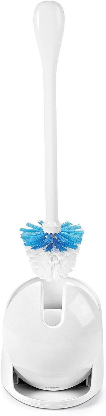 OXO Good Grips Compact Toilet Brush & Canister (White) and OXO Good Grips Toilet Plunger with Cover (White)