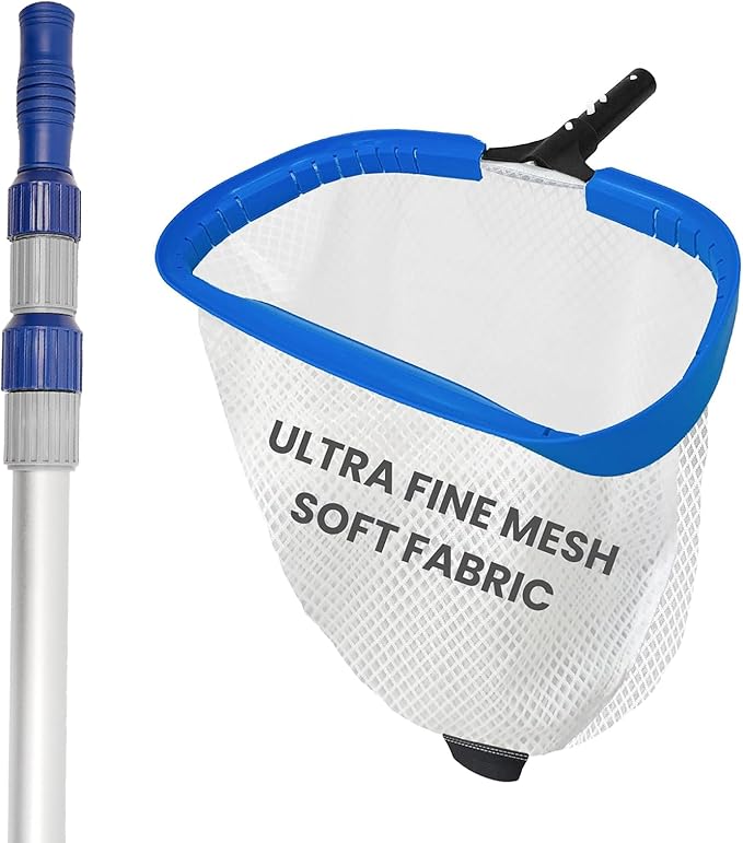Poolvio 14" Pool Net with Diamond Ultra-Fine Mesh & 12 FT Telescopic Pole
