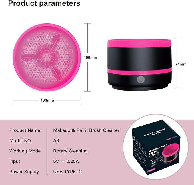 YAGHVEO® Electric Paint Brush Cleaner Tool,Silicone Paint Brush Rinser, Auto-spin Cup Paintbrush Cleaner,USBPainting Brush Cleaning Washer for Acrylic,Watercolor,Oil & Makeup Brushes for Artists